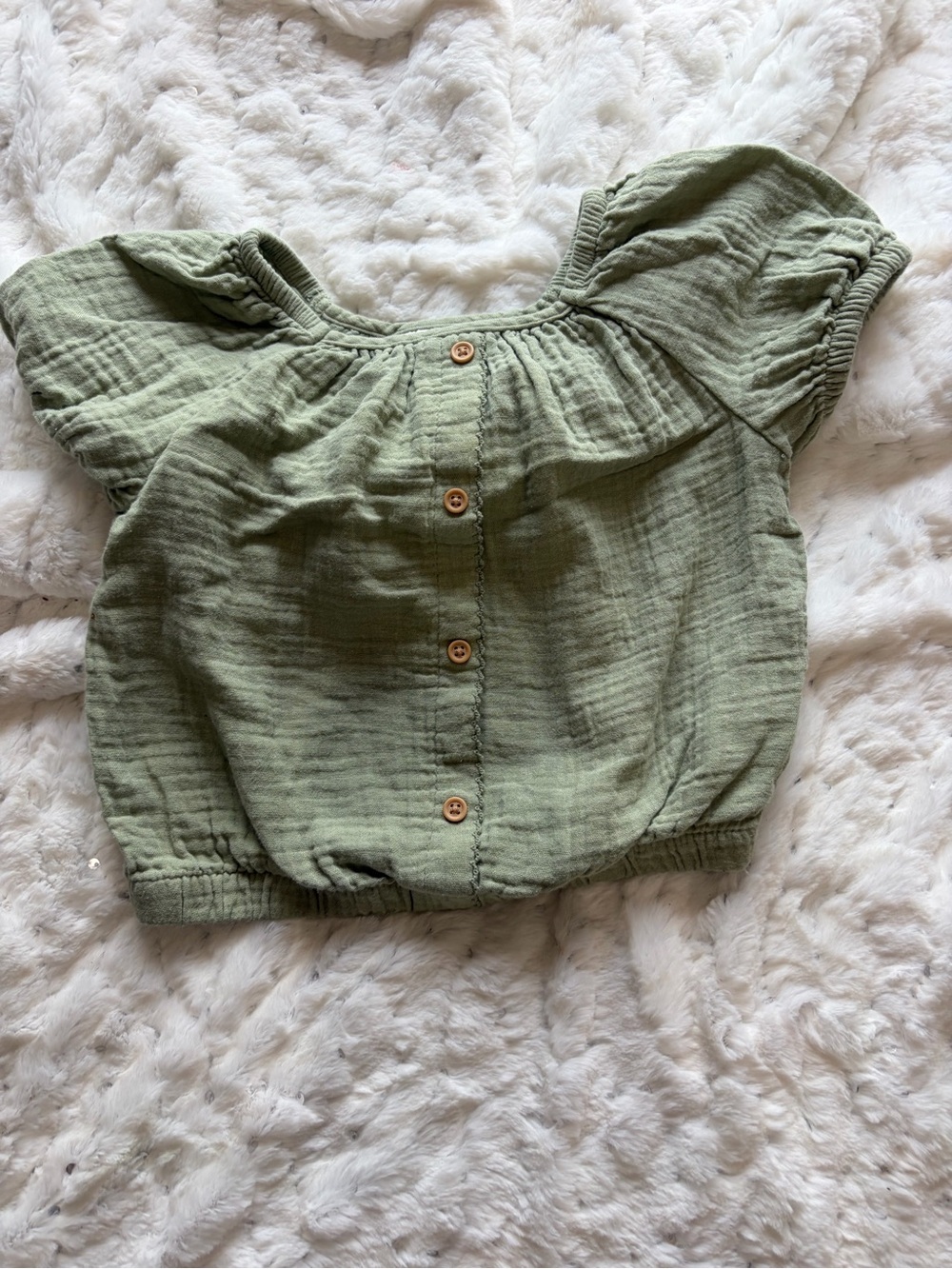 Cat & Jack Girls 4T Olive Green Peasant Top | Button Front | Boho Fall